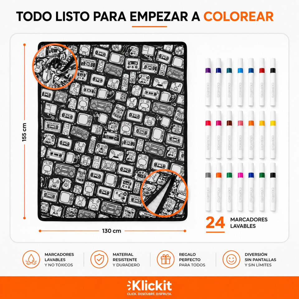 ColorBlanket™ | Manta para Colorear Lavable + 24 Marcadores GRATIS 🎨